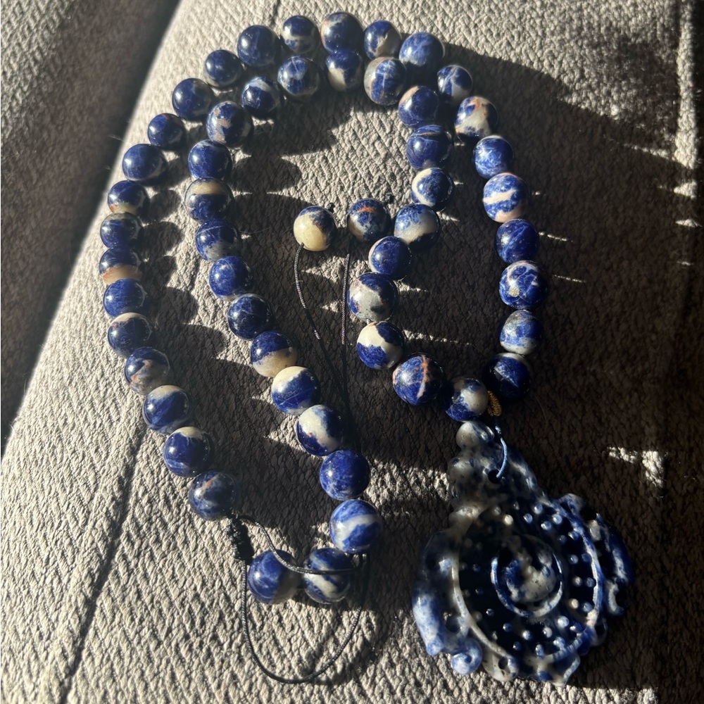 Sodalite Beaded Necklace with Pendant